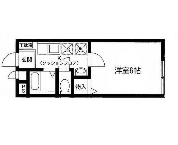 モンテピアII(1K/1階)の間取り写真