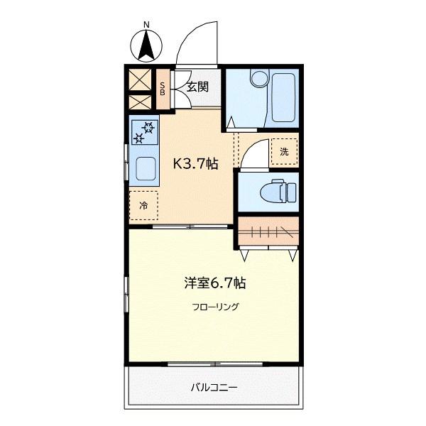 サニーサイド学芸大学(1K/1階)の間取り写真