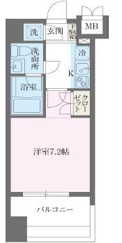 パシフィックレジデンス芝一丁目(1K/8階)の間取り写真