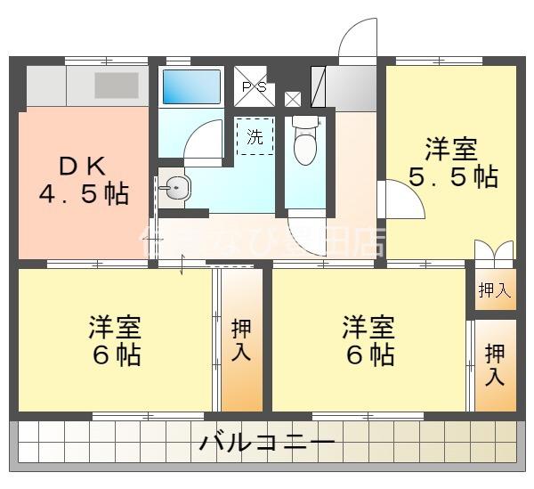 ビレッジハウス三好(3DK/2階)の間取り写真
