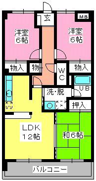 ルミエール諸岡(3LDK/1階)の間取り写真