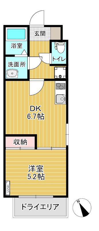 プライム・エイト(1DK/1階)の間取り写真