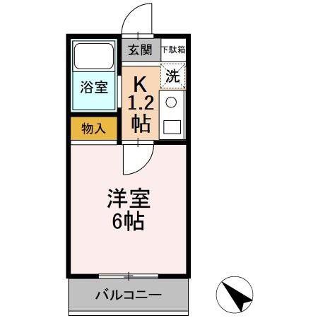 ベルメゾン土屋(1K/4階)の間取り写真