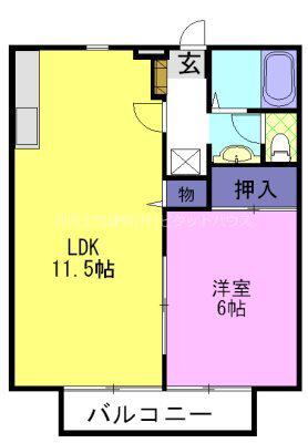 ノーブルクロードⅢ(1LDK/1階)の間取り写真
