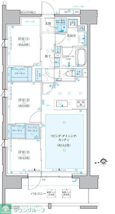 クリオレジダンス八王子セントラルマークス(3LDK/11階)の間取り写真