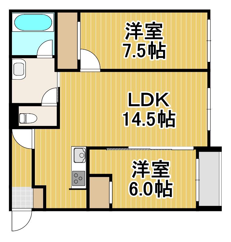 POEM千歳II(2LDK/3階)の間取り写真