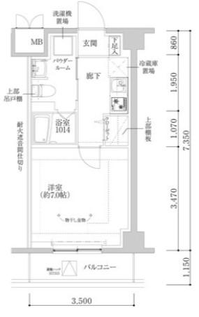 RELUXIA武蔵中原II(1K/4階)の間取り写真