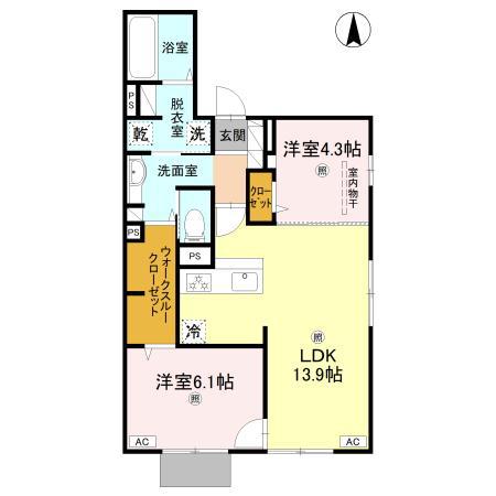 D-ROOM高井田元町(2LDK/1階)の間取り写真