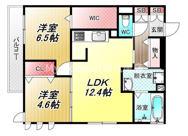 地下鉄谷町線 八尾南駅 徒歩16分 3階建 築4年(2LDK/2階)の間取り写真