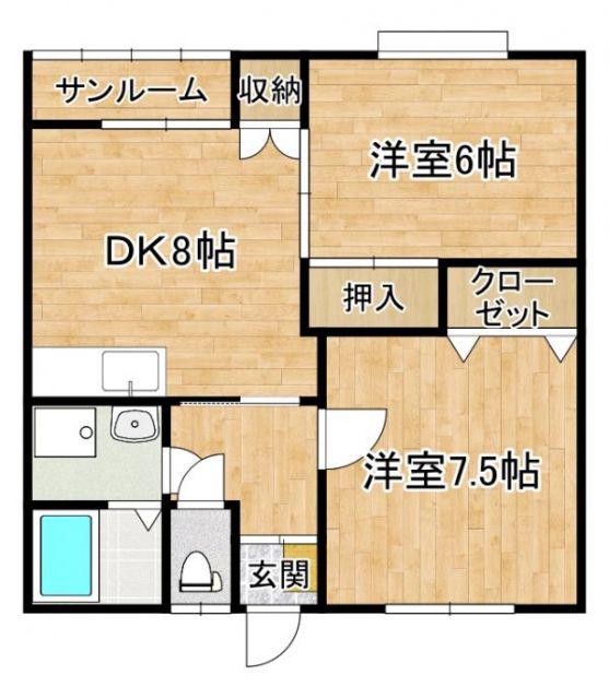 カーサK&M(2DK/1階)の間取り写真