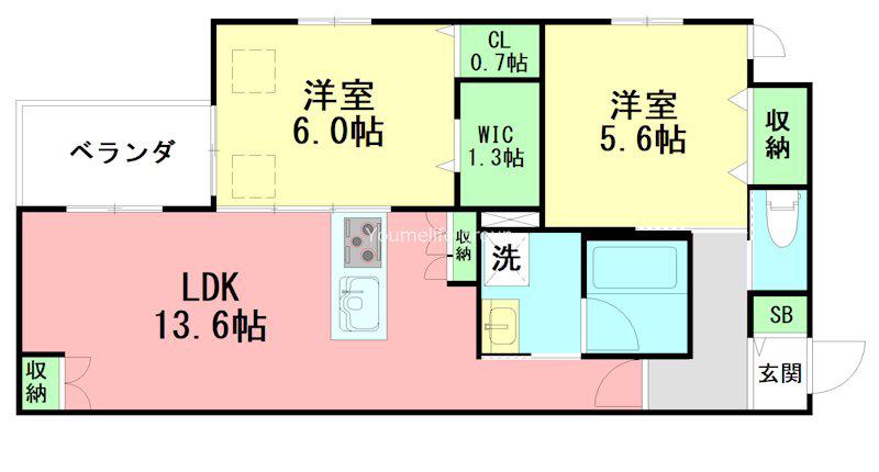 アニエーゼ(2LDK/2階)の間取り写真