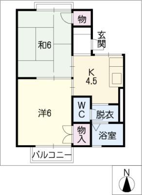 リブハウス66(2K/2階)の間取り写真