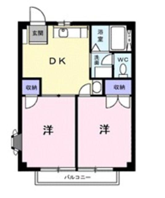 ヒルトップ松山(2DK/1階)の間取り写真