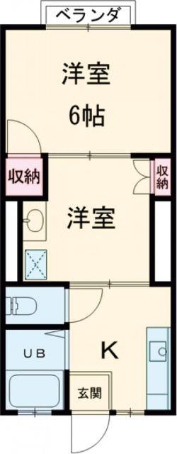 二鶴ハイツ(2K/2階)の間取り写真