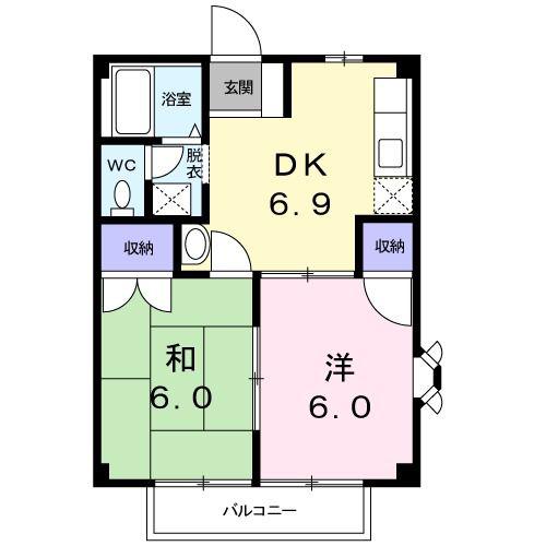 シャルマン二瀬(2DK/2階)の間取り写真