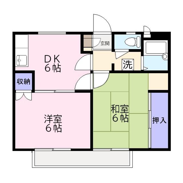 ブルースカイ A棟(2DK/2階)の間取り写真