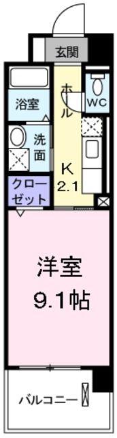 ヴィクトワール(1K/2階)の間取り写真