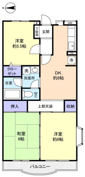 クレール25(3DK/3階)の間取り写真