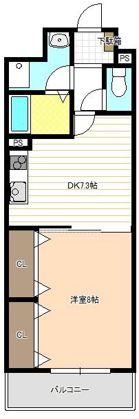 シェソワ21(1DK/3階)の間取り写真