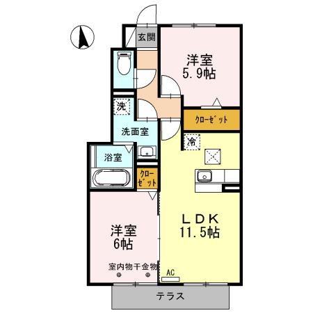 ブランシェ(2LDK/1階)の間取り写真