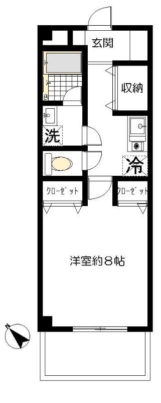 フェリーチェ学大T&K(1K/3階)の間取り写真