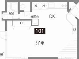 弐拾参番館(1DK/1階)の間取り写真
