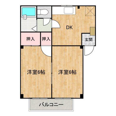 シティハイツ加茂(2DK/2階)の間取り写真