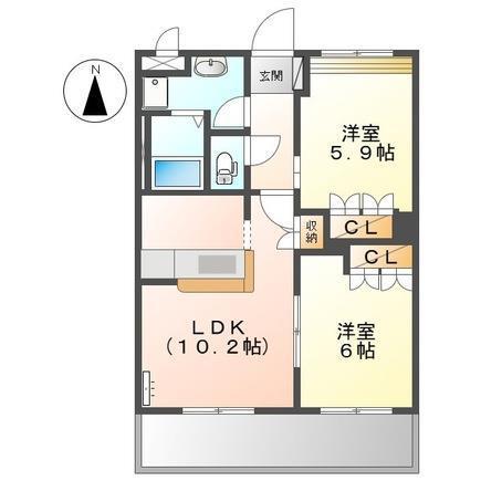ペニーレイン(2LDK/1階)の間取り写真