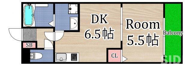 京阪本線 森小路駅 徒歩4分 2階建 築7年(1DK/2階)の間取り写真