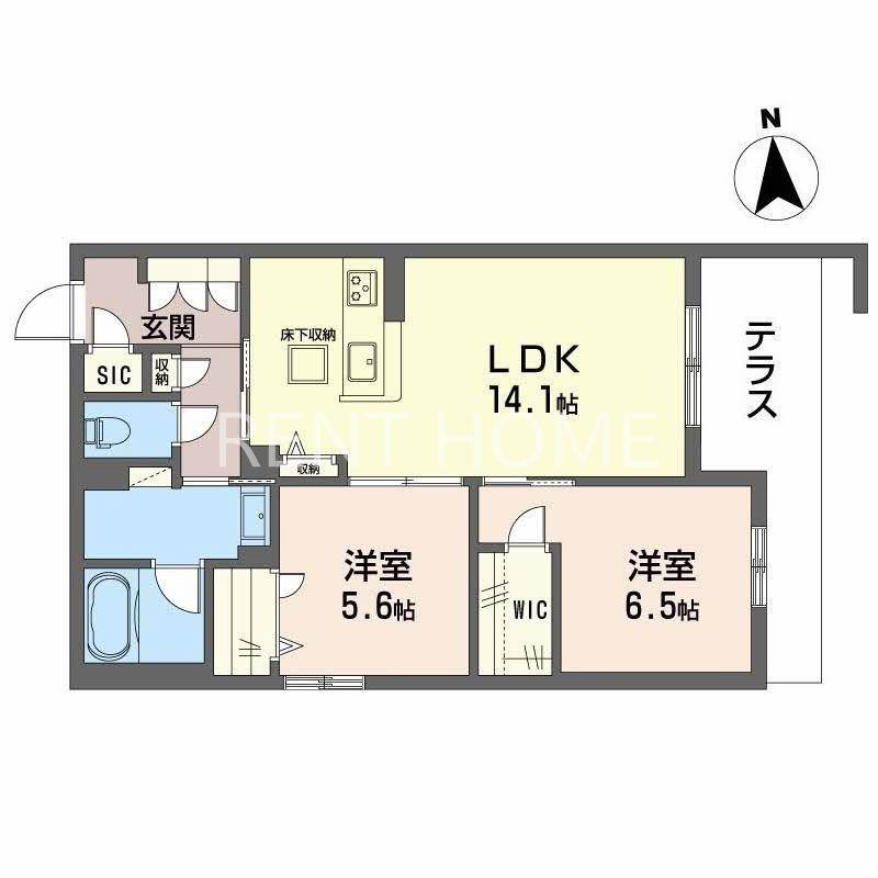 ラ ウエスト(2LDK/1階)の間取り写真