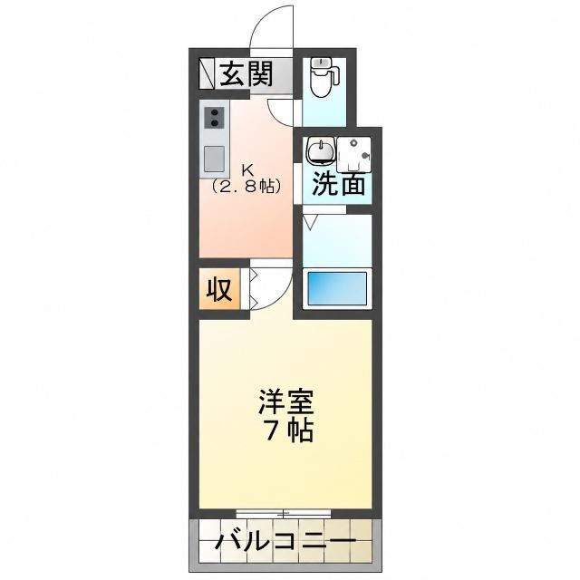 アムールペー西町(1K/6階)の間取り写真