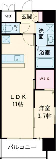 プレミア片野(1LDK/10階)の間取り写真