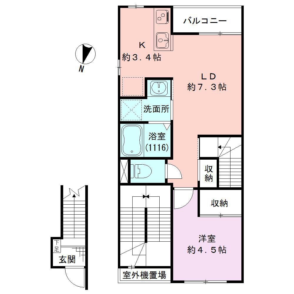 BUENA笹口III(1LDK/2階)の間取り写真