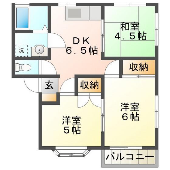 ハイツグランディール C(3DK/2階)の間取り写真