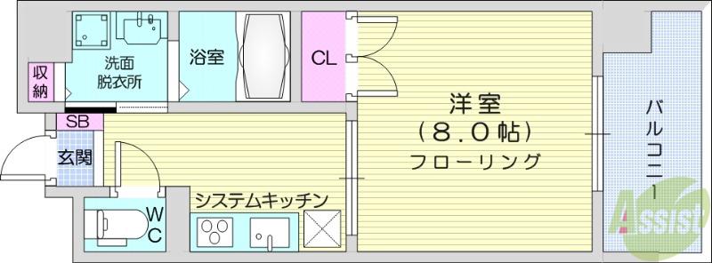 イーストプラザ名掛丁(1K/9階)の間取り写真