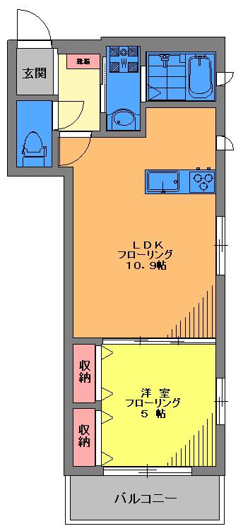 朝日リゾート(1LDK/4階)の間取り写真