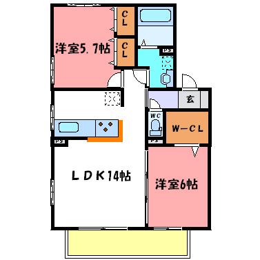 アーバンフォレスト(2LDK/1階)の間取り写真