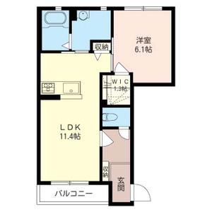 リーリエB(1LDK/1階)の間取り写真