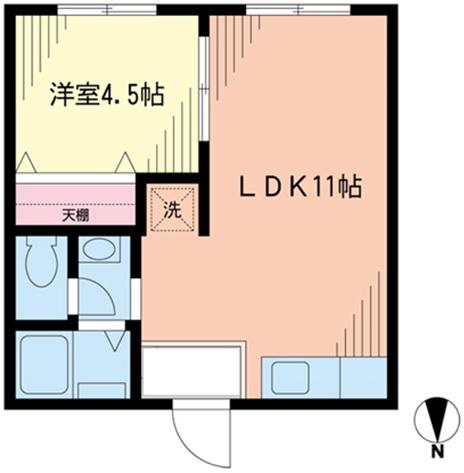 田中コーポB棟(1LDK/1階)の間取り写真