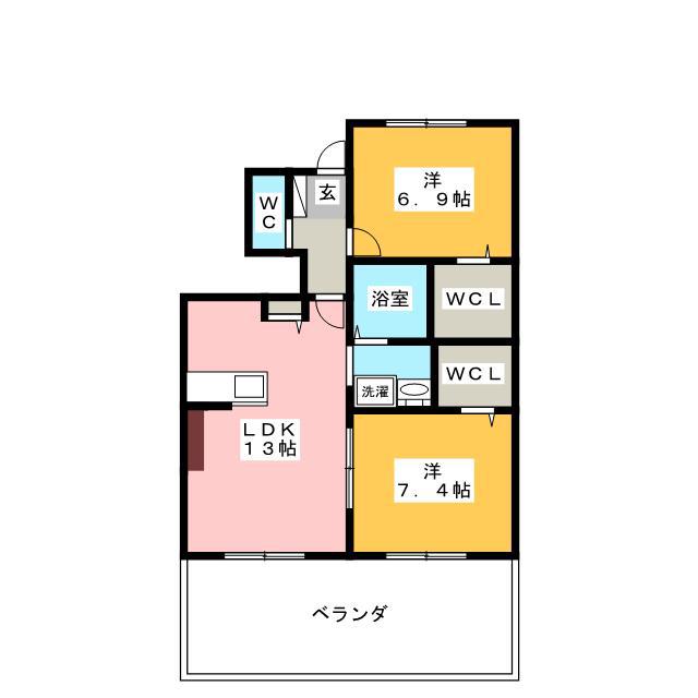 ブエナスエルテ(2LDK/1階)の間取り写真