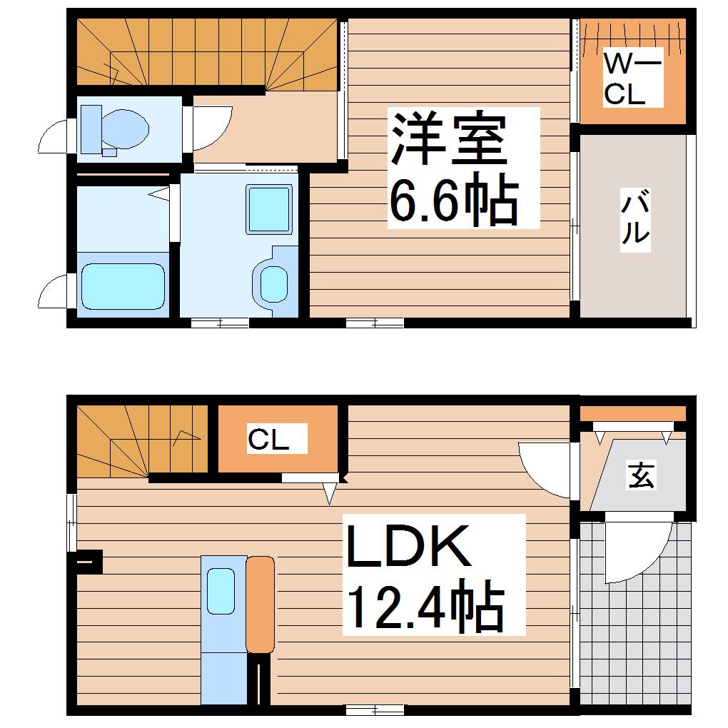 オーブB(1LDK/1階)の間取り写真