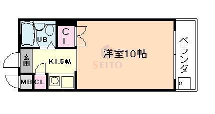 サンクリエイト薫風(1K/1階)の間取り写真