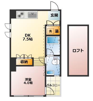 M SQUARE(1DK/2階)の間取り写真