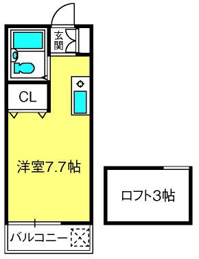 アイリスIV(ワンルーム/1階)の間取り写真