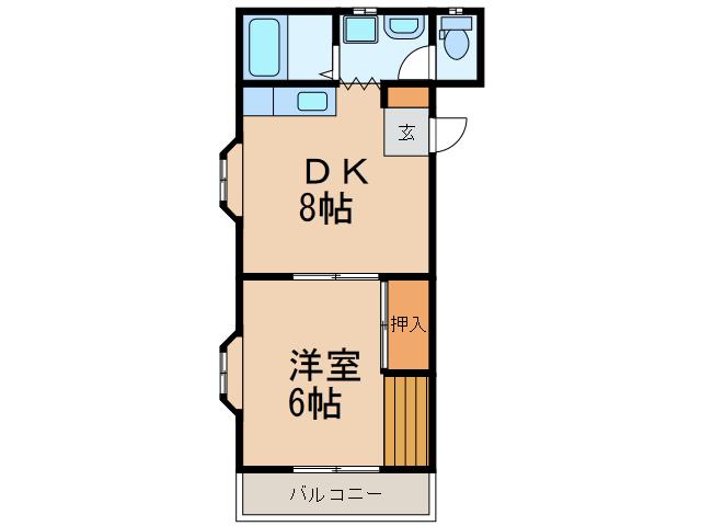 ノーブル(1DK/1階)の間取り写真