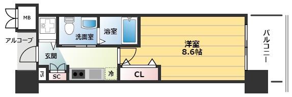 エステムプラザ梅田・中崎町IIIツインマークス NR(1K/5階)の間取り写真