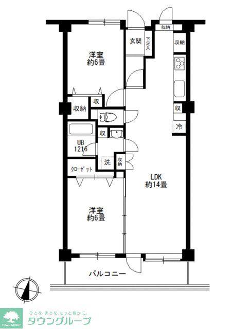 エクセラ鎌倉岡本(2LDK/2階)の間取り写真