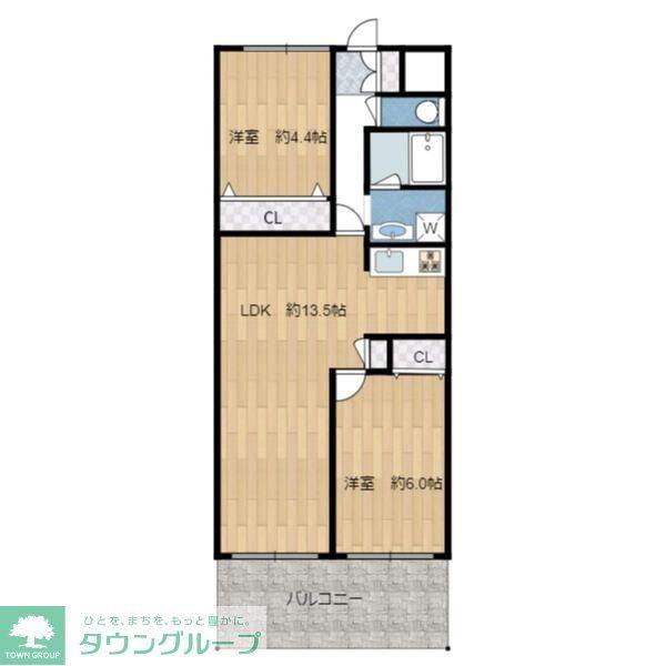 朝日プラザ越谷(2LDK/2階)の間取り写真