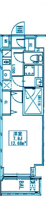 MAXIV川崎サウス(1K/4階)の間取り写真