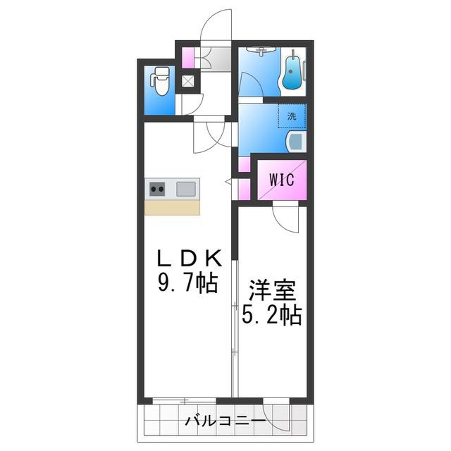 ウェルスクエア万代東(1LDK/3階)の間取り写真